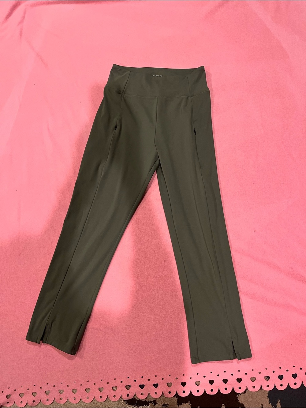 Olive Green Active Zip Pocket Leggings